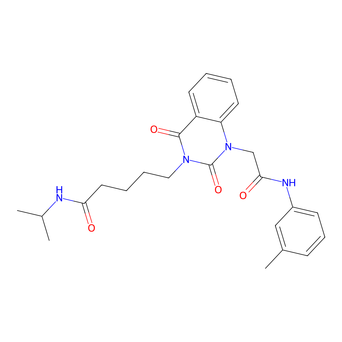 5-(1-{[(3-methylphenyl)carbamoyl]methyl}-2,4-dioxo-1,2,3,4-tetrahydroquinazolin-3-yl)-N-(propan-2-yl)pentanamide molecular structure, CAS 1040679-56-8