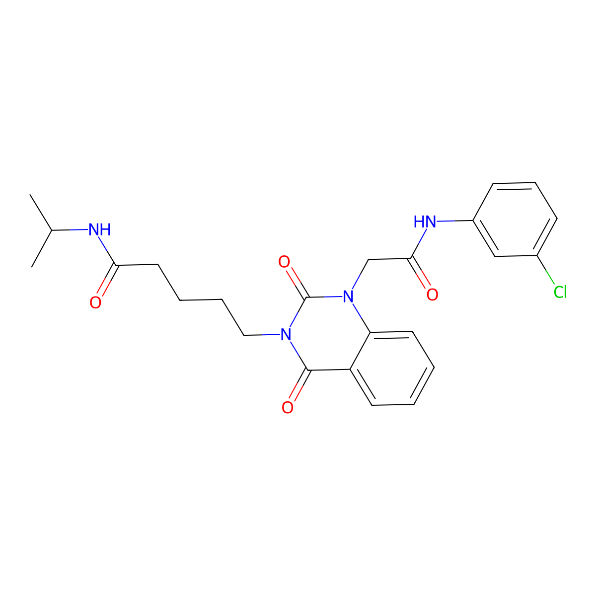 5-(1-{[(3-chlorophenyl)carbamoyl]methyl}-2,4-dioxo-1,2,3,4-tetrahydroquinazolin-3-yl)-N-(propan-2-yl)pentanamide molecular structure, CAS 1040679-61-5