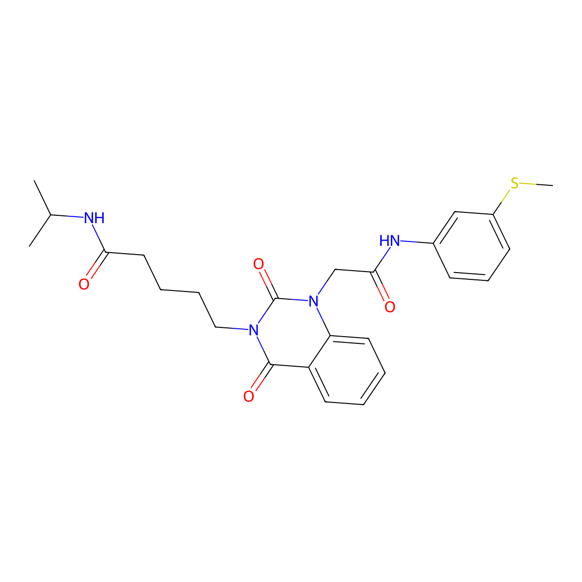 5-[1-({[3-(methylsulfanyl)phenyl]carbamoyl}methyl)-2,4-dioxo-1,2,3,4-tetrahydroquinazolin-3-yl]-N-(propan-2-yl)pentanamide molecular structure, CAS 1040679-72-8