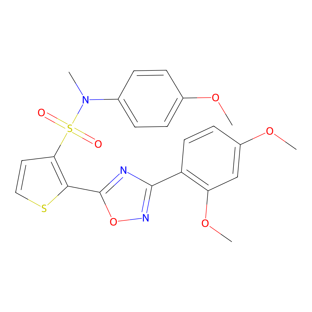 2-[3-(2,4-dimethoxyphenyl)-1,2,4-oxadiazol-5-yl]-N-(4-methoxyphenyl)-N-methylthiophene-3-sulfonamide molecular structure, CAS 1040679-75-1