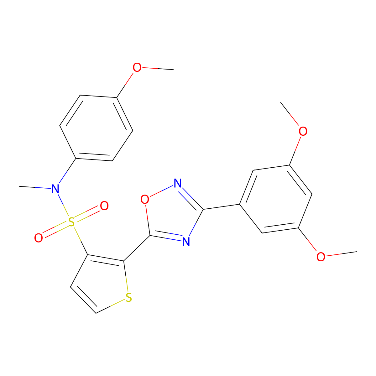 2-[3-(3,5-dimethoxyphenyl)-1,2,4-oxadiazol-5-yl]-N-(4-methoxyphenyl)-N-methylthiophene-3-sulfonamide molecular structure, CAS 1040679-81-9