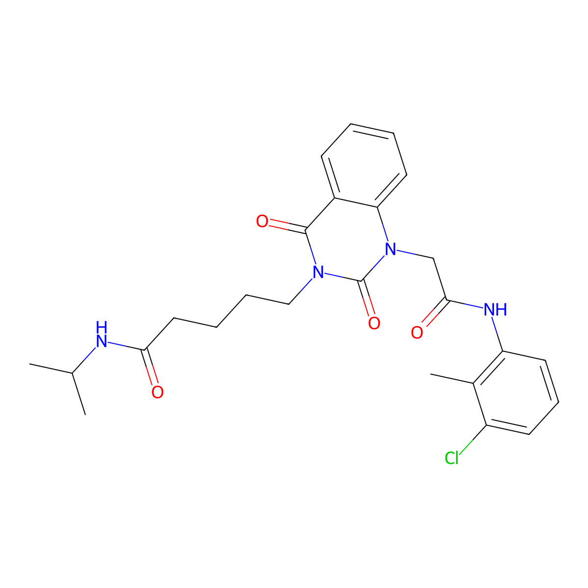 5-(1-{[(3-chloro-2-methylphenyl)carbamoyl]methyl}-2,4-dioxo-1,2,3,4-tetrahydroquinazolin-3-yl)-N-(propan-2-yl)pentanamide molecular structure, CAS 1040679-84-2