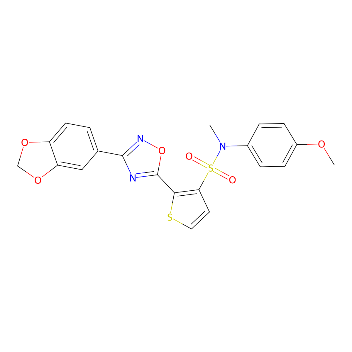 2-[3-(1,3-benzodioxol-5-yl)-1,2,4-oxadiazol-5-yl]-N-(4-methoxyphenyl)-N-methylthiophene-3-sulfonamide molecular structure, CAS 1040679-87-5