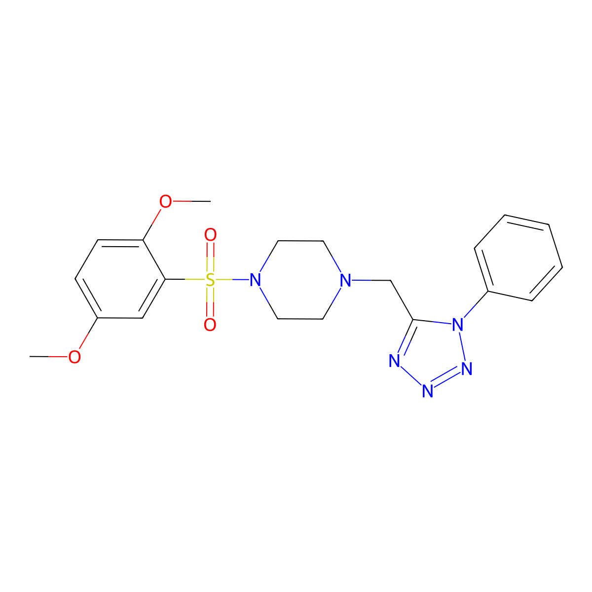 1-((2,5-dimethoxyphenyl)sulfonyl)-4-((1-phenyl-1H-tetrazol-5-yl)methyl)piperazine molecular structure, CAS 1040679-88-6
