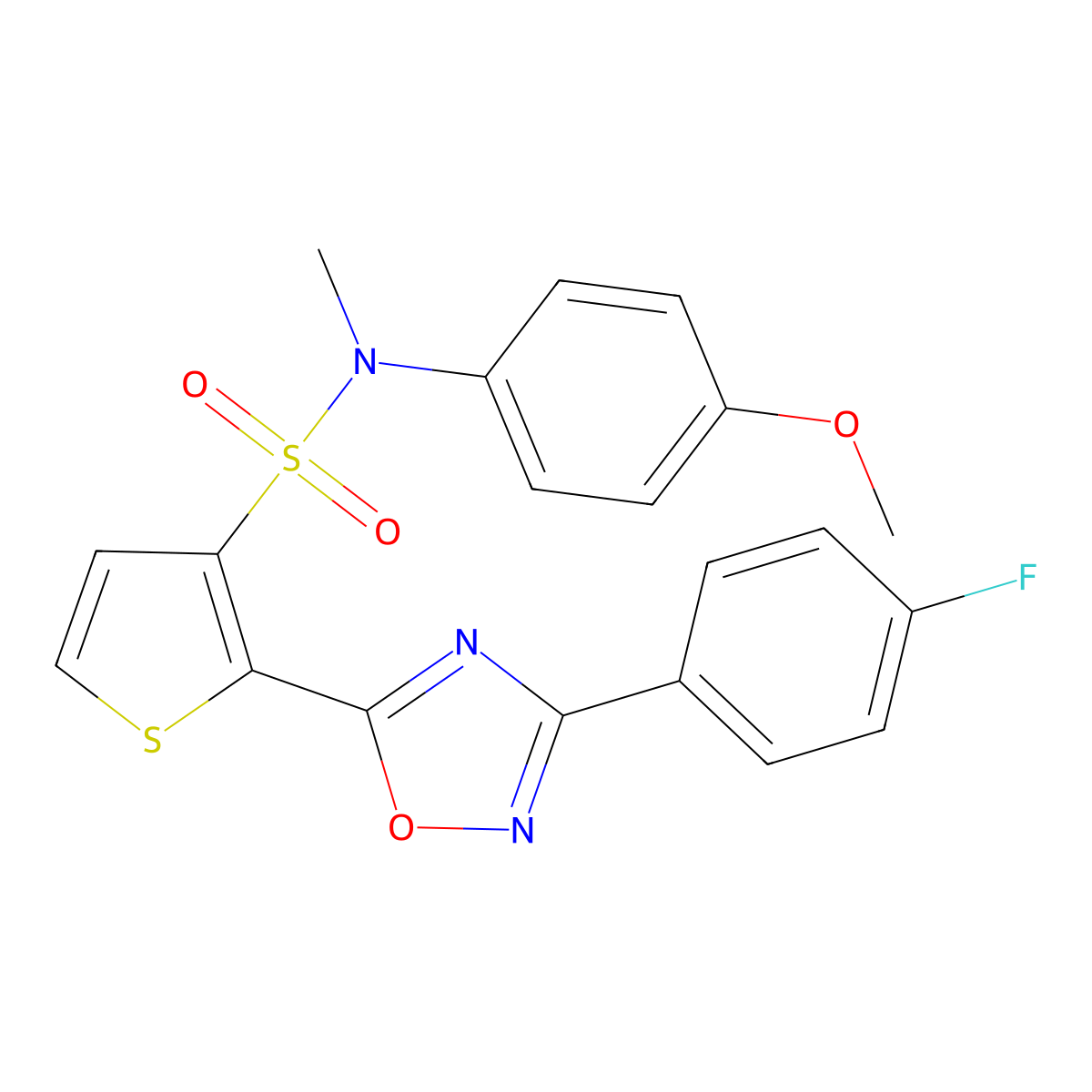 2-[3-(4-fluorophenyl)-1,2,4-oxadiazol-5-yl]-N-(4-methoxyphenyl)-N-methylthiophene-3-sulfonamide molecular structure, CAS 1040679-93-3