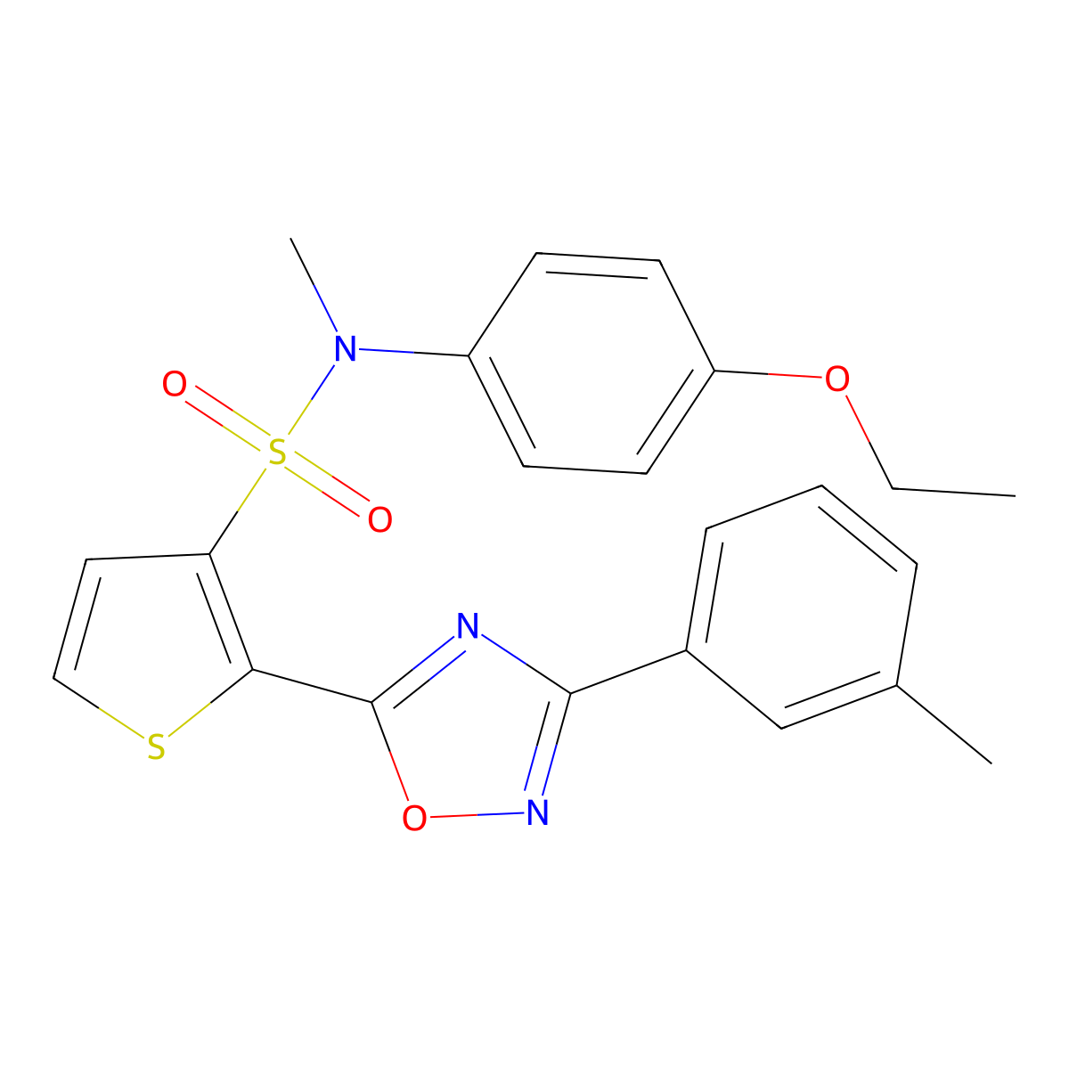N-(4-ethoxyphenyl)-N-methyl-2-[3-(3-methylphenyl)-1,2,4-oxadiazol-5-yl]thiophene-3-sulfonamide molecular structure, CAS 1040679-99-9