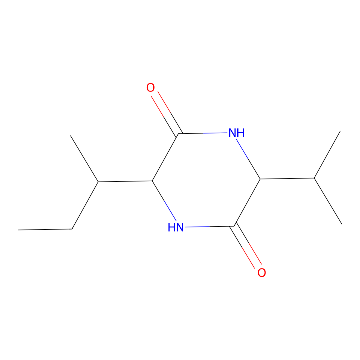2,5-Piperazinedione, 3-(1-methylethyl)-6-(1-methylpropyl)- molecular structure, CAS 104068-43-1