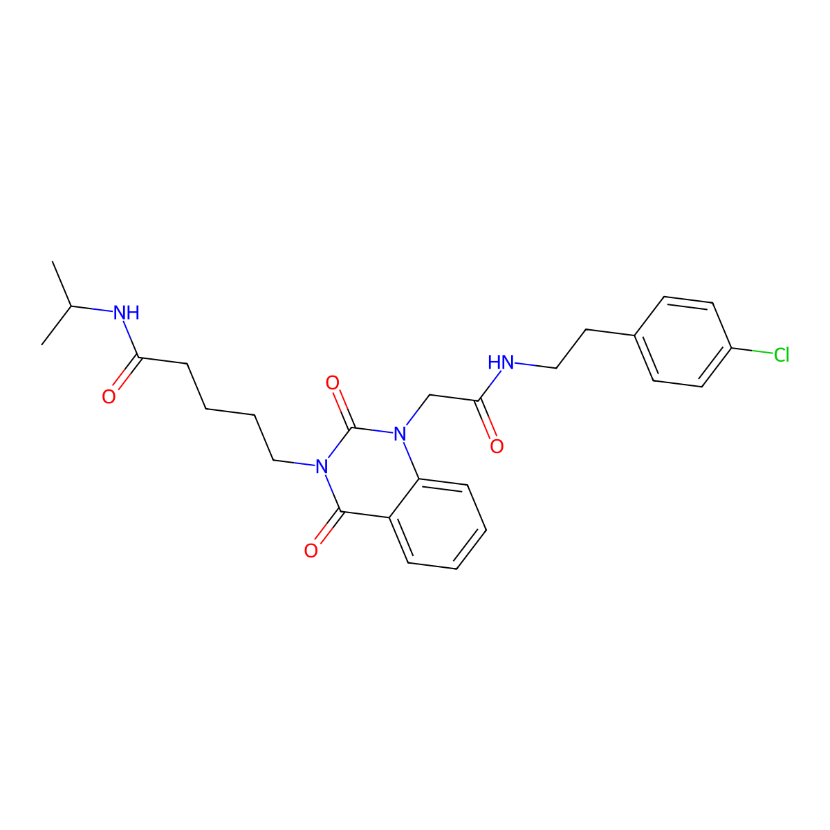 5-[1-({[2-(4-chlorophenyl)ethyl]carbamoyl}methyl)-2,4-dioxo-1,2,3,4-tetrahydroquinazolin-3-yl]-N-(propan-2-yl)pentanamide molecular structure, CAS 1040680-02-1