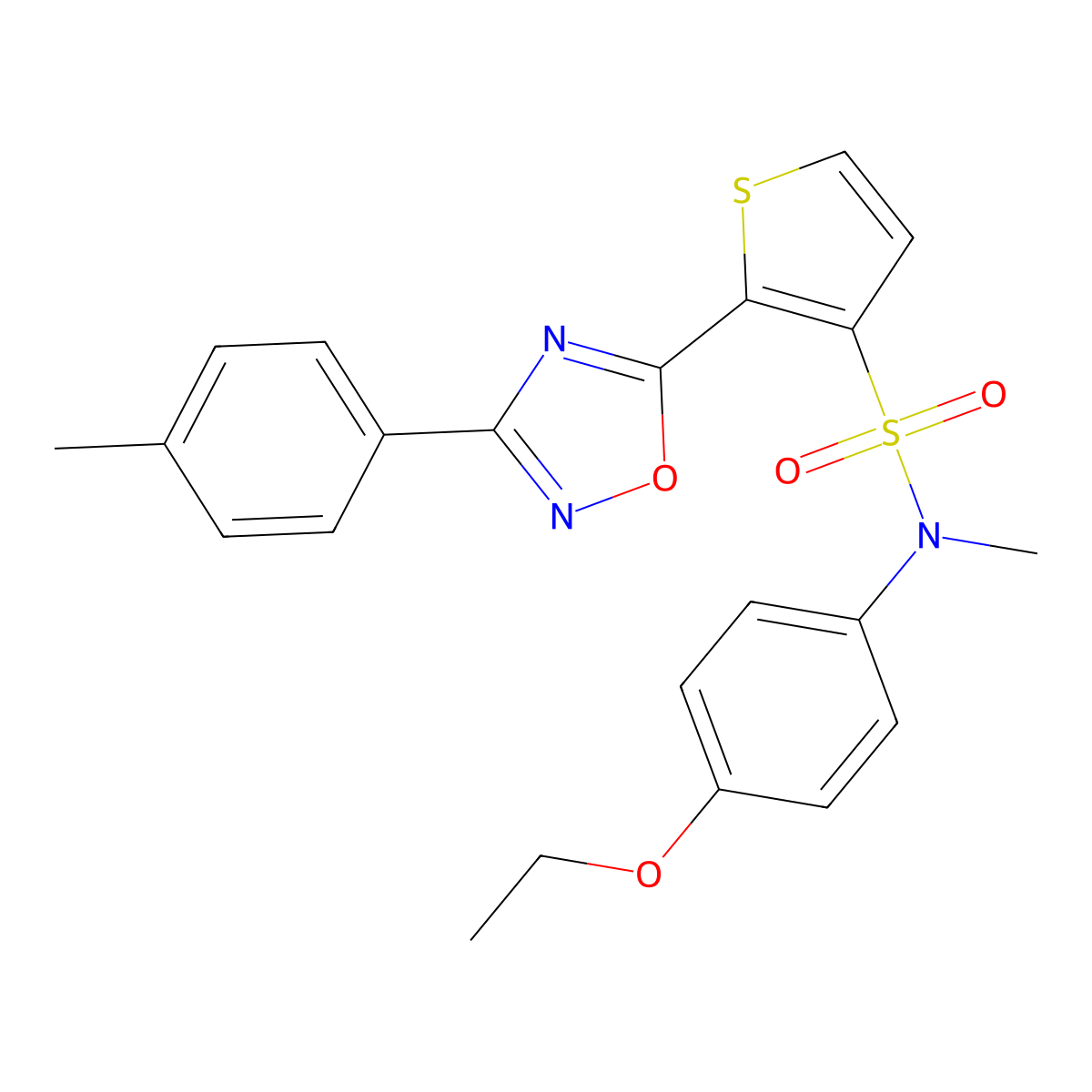 N-(4-ethoxyphenyl)-N-methyl-2-[3-(4-methylphenyl)-1,2,4-oxadiazol-5-yl]thiophene-3-sulfonamide molecular structure, CAS 1040680-05-4