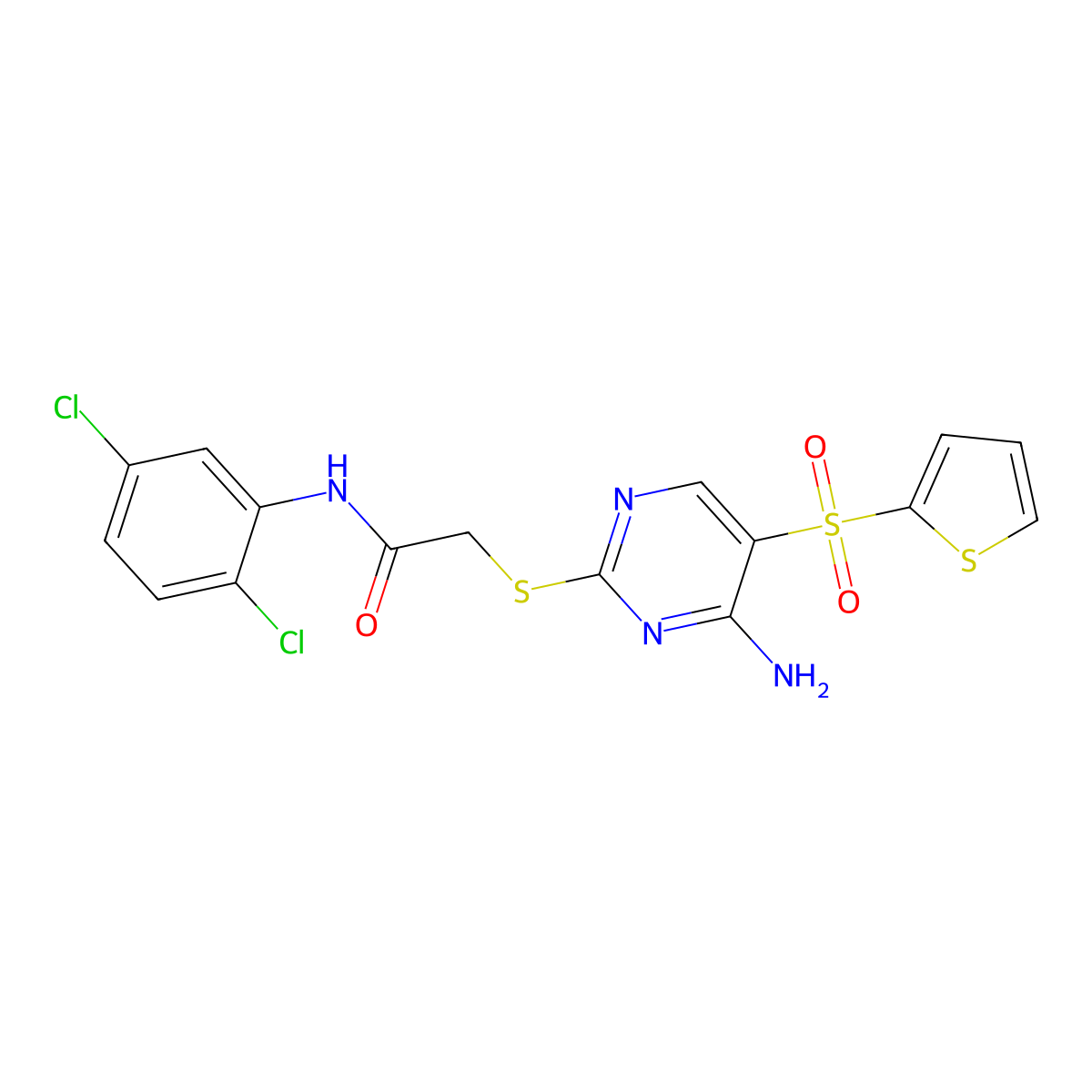 2-{[4-amino-5-(thiophene-2-sulfonyl)pyrimidin-2-yl]sulfanyl}-N-(2,5-dichlorophenyl)acetamide molecular structure, CAS 1040680-10-1