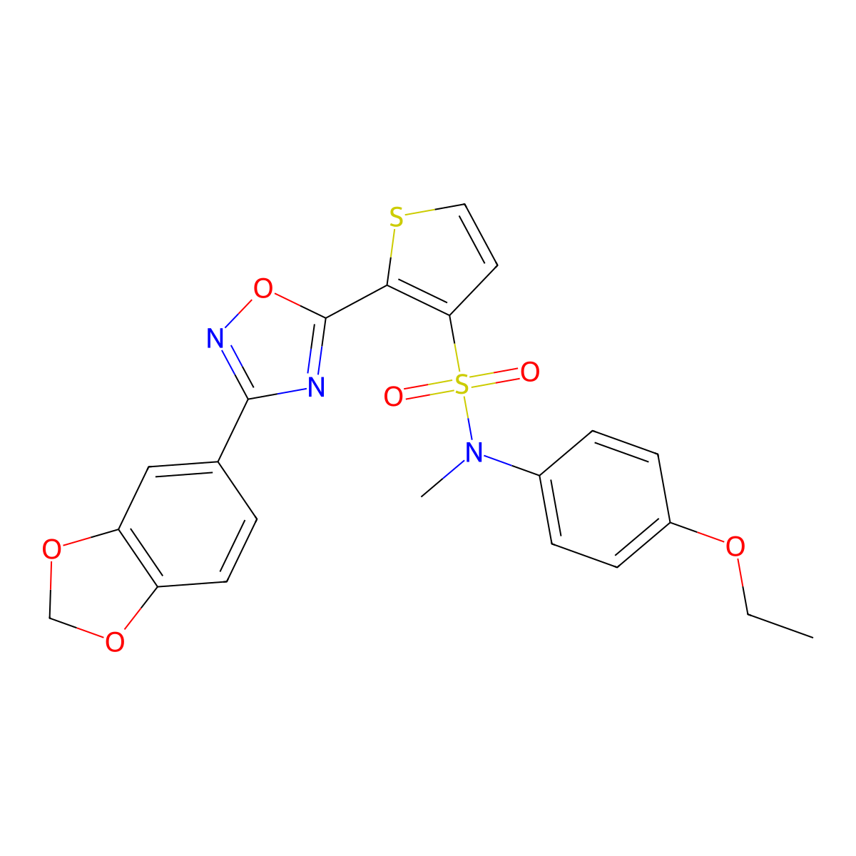 2-[3-(1,3-benzodioxol-5-yl)-1,2,4-oxadiazol-5-yl]-N-(4-ethoxyphenyl)-N-methylthiophene-3-sulfonamide molecular structure, CAS 1040680-11-2