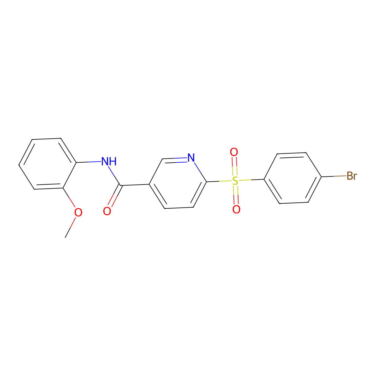 6-((4-bromophenyl)sulfonyl)-N-(2-methoxyphenyl)nicotinamide molecular structure, CAS 1040680-31-6