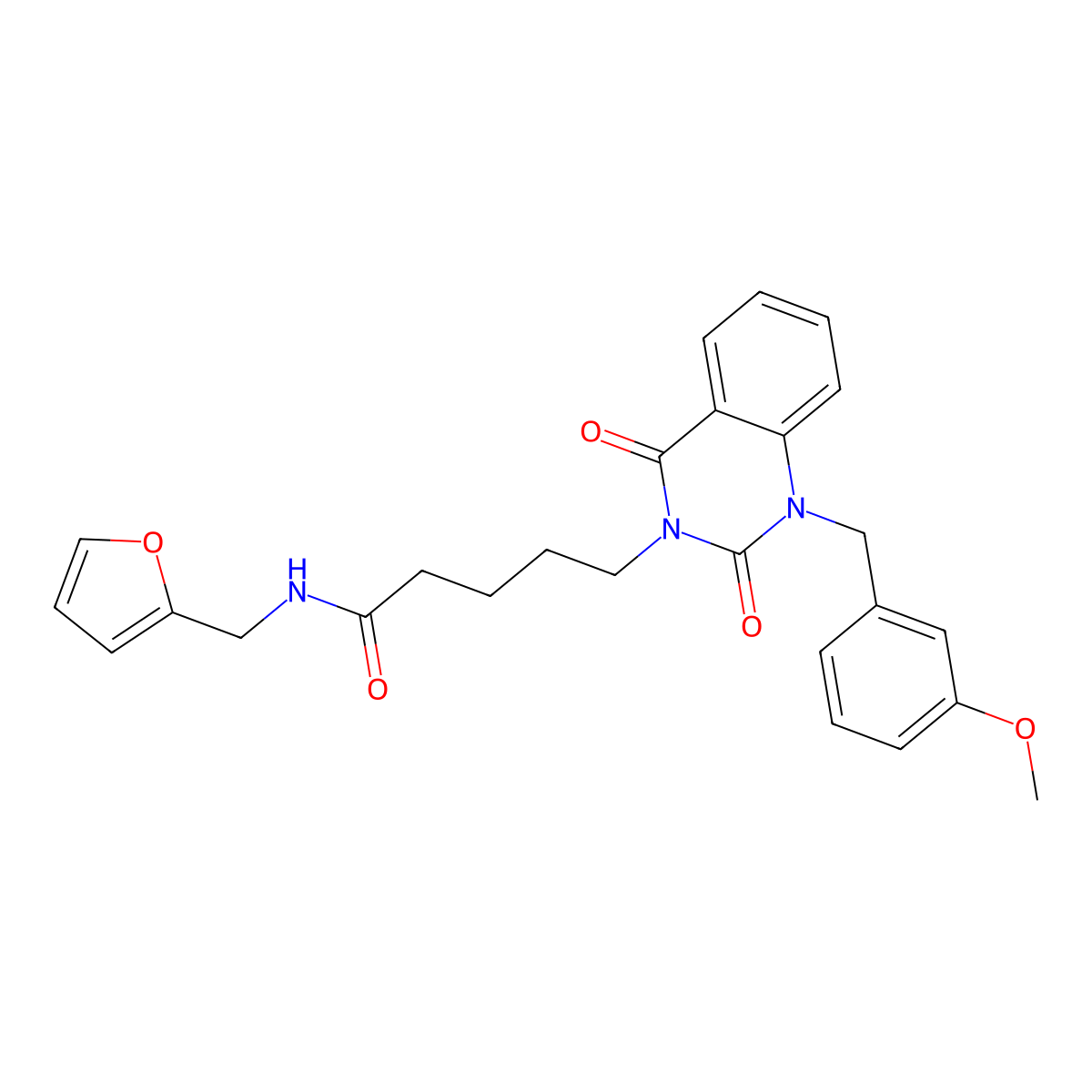 N-[(furan-2-yl)methyl]-5-{1-[(3-methoxyphenyl)methyl]-2,4-dioxo-1,2,3,4-tetrahydroquinazolin-3-yl}pentanamide molecular structure, CAS 1040680-38-3