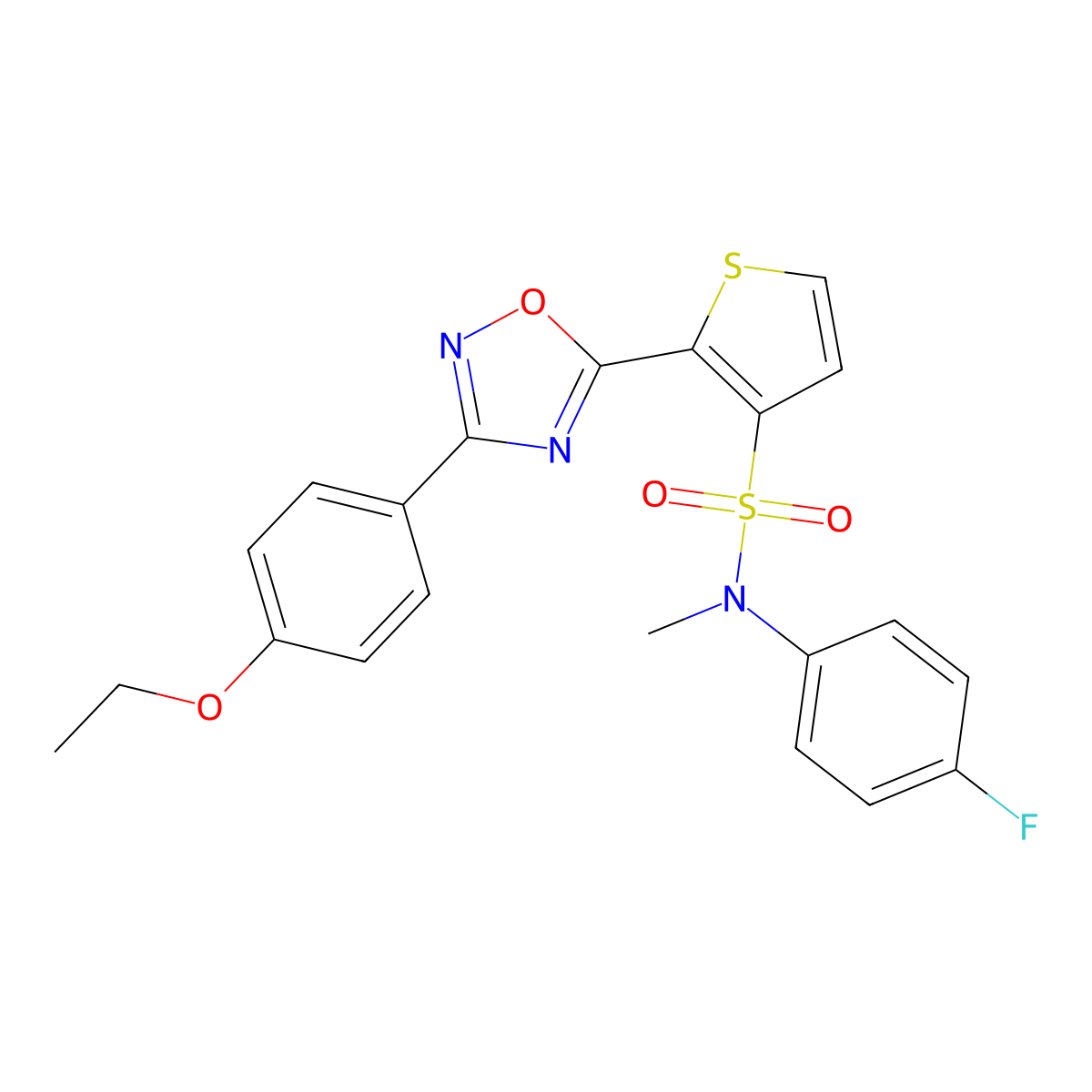 2-[3-(4-ethoxyphenyl)-1,2,4-oxadiazol-5-yl]-N-(4-fluorophenyl)-N-methylthiophene-3-sulfonamide molecular structure, CAS 1040680-48-5