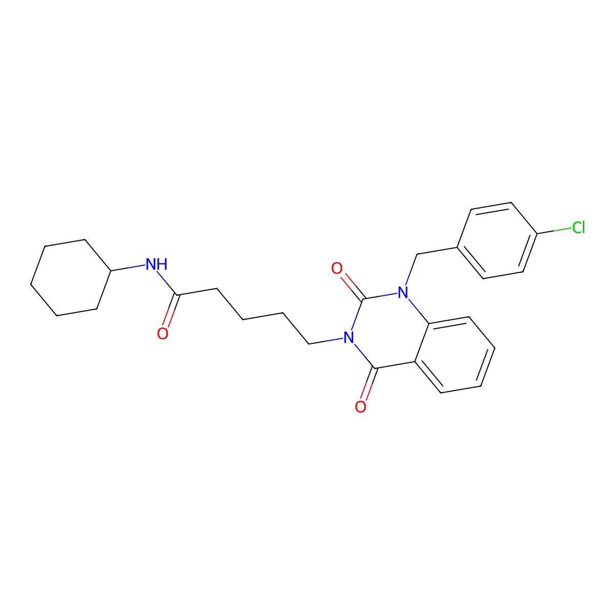 5-{1-[(4-chlorophenyl)methyl]-2,4-dioxo-1,2,3,4-tetrahydroquinazolin-3-yl}-N-cyclohexylpentanamide molecular structure, CAS 1040680-51-0