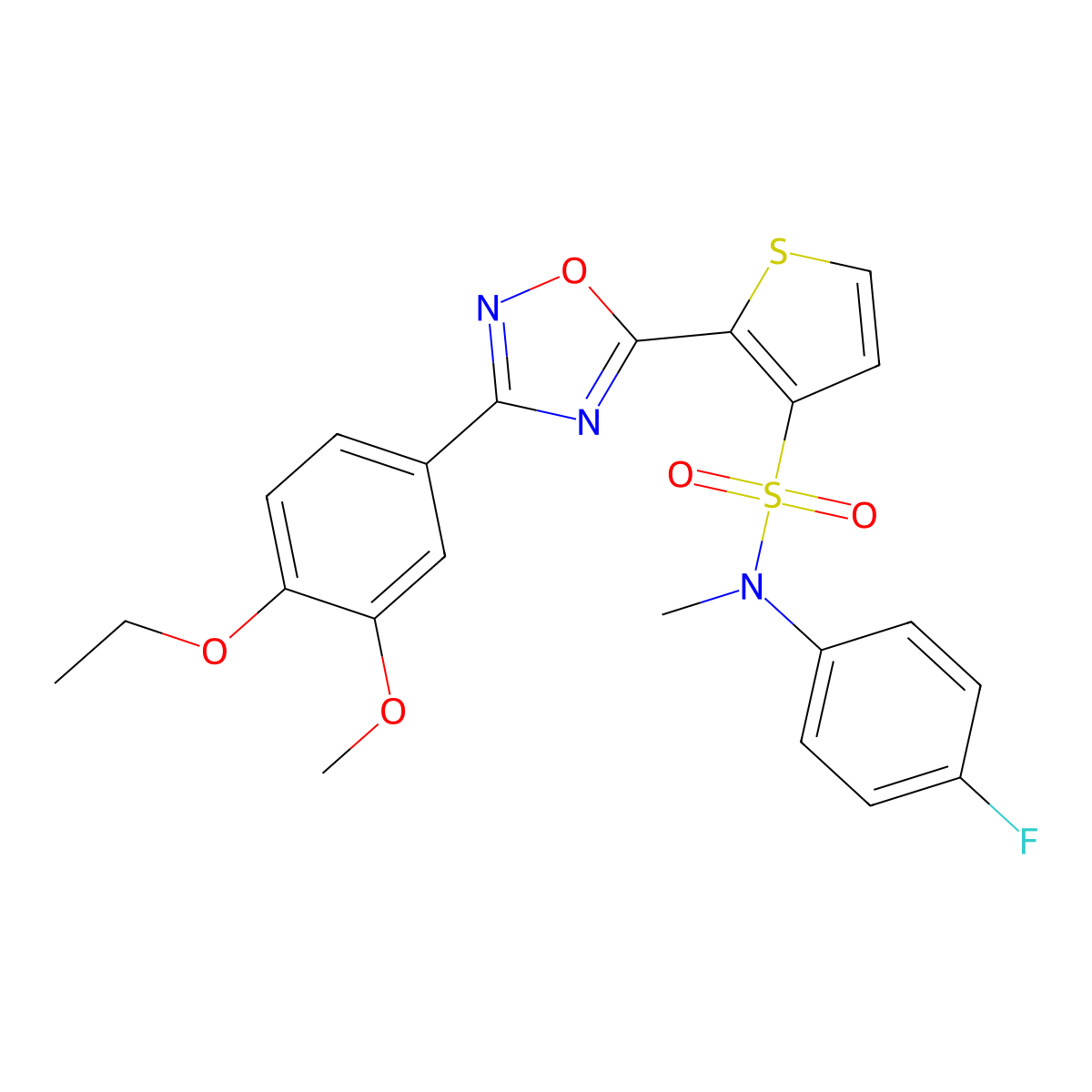 2-[3-(4-ethoxy-3-methoxyphenyl)-1,2,4-oxadiazol-5-yl]-N-(4-fluorophenyl)-N-methylthiophene-3-sulfonamide molecular structure, CAS 1040680-61-2