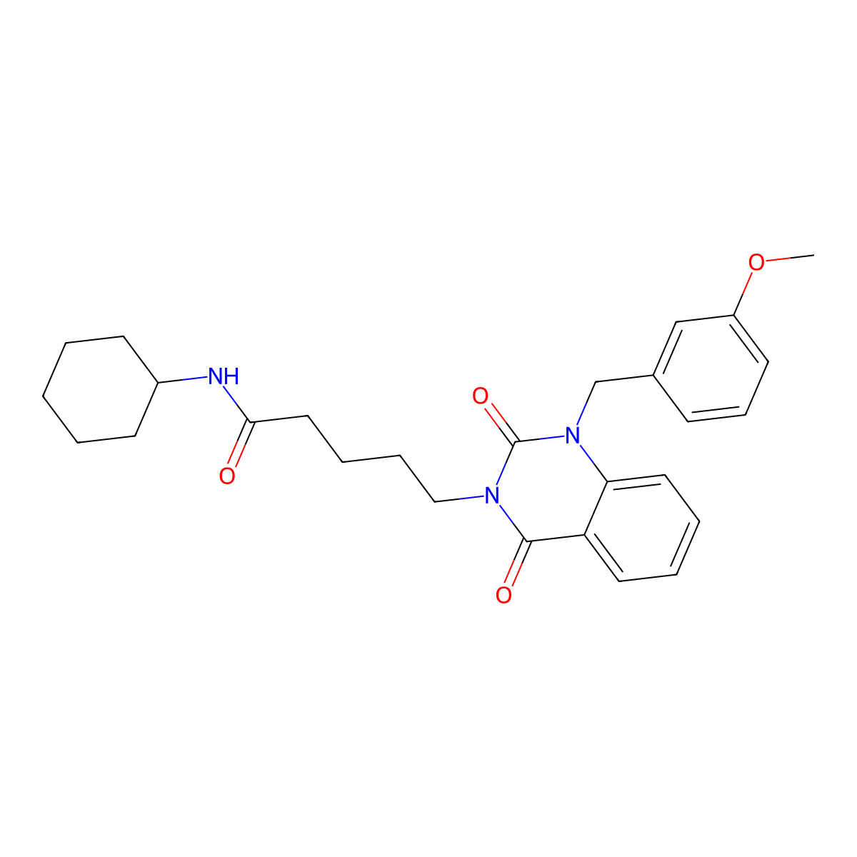 N-cyclohexyl-5-{1-[(3-methoxyphenyl)methyl]-2,4-dioxo-1,2,3,4-tetrahydroquinazolin-3-yl}pentanamide molecular structure, CAS 1040680-69-0