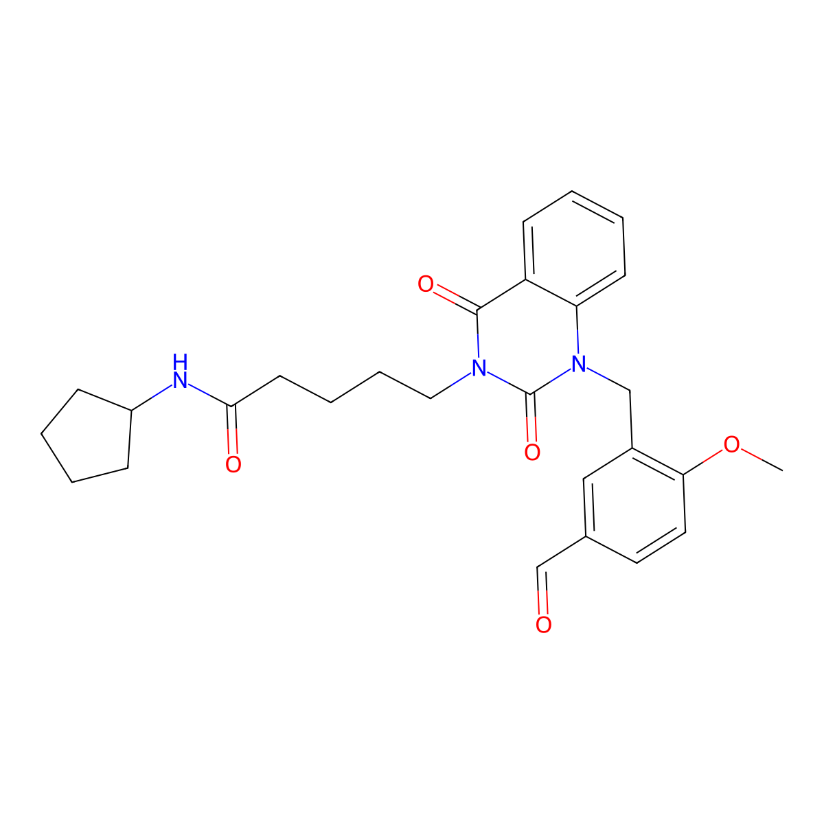 N-cyclopentyl-5-{1-[(5-formyl-2-methoxyphenyl)methyl]-2,4-dioxo-1,2,3,4-tetrahydroquinazolin-3-yl}pentanamide molecular structure, CAS 1040680-81-6