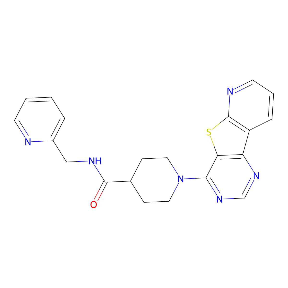 N-[(pyridin-2-yl)methyl]-1-{8-thia-3,5,10-triazatricyclo[7.4.0.0^{2,7}]trideca-1(13),2(7),3,5,9,11-hexaen-6-yl}piperidine-4-carboxamide molecular structure, CAS 1040680-96-3