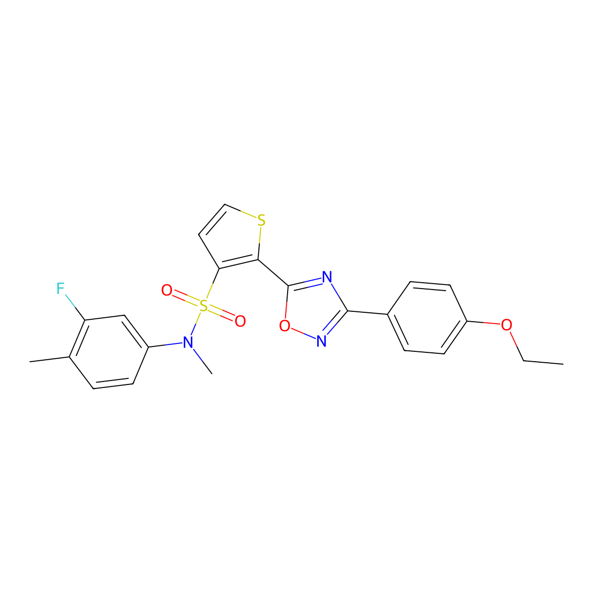 2-[3-(4-ethoxyphenyl)-1,2,4-oxadiazol-5-yl]-N-(3-fluoro-4-methylphenyl)-N-methylthiophene-3-sulfonamide molecular structure, CAS 1040681-11-5