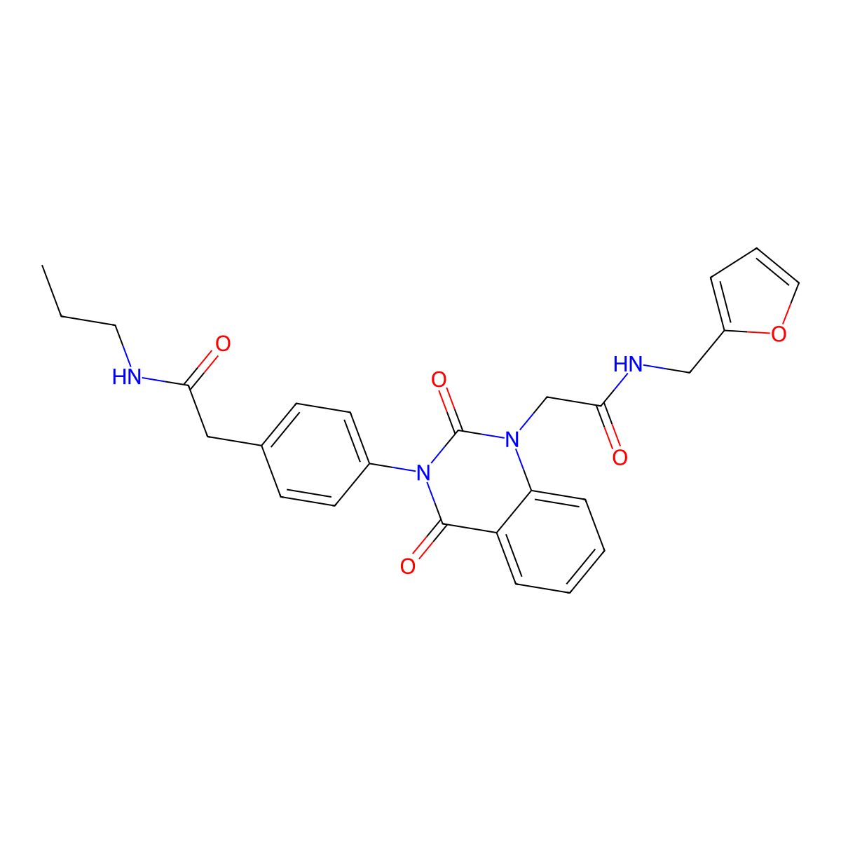 2-(2,4-dioxo-3-{4-[(propylcarbamoyl)methyl]phenyl}-1,2,3,4-tetrahydroquinazolin-1-yl)-N-[(furan-2-yl)methyl]acetamide molecular structure, CAS 1040681-21-7