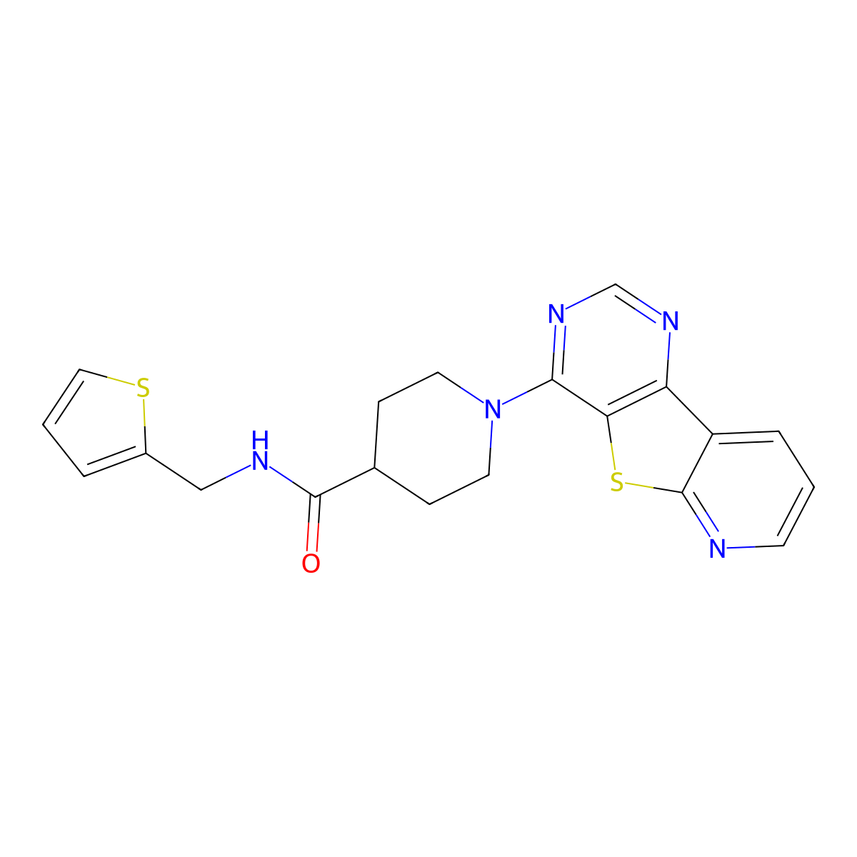 1-(pyrido[3',2':4,5]thieno[3,2-d]pyrimidin-4-yl)-N-(thiophen-2-ylmethyl)piperidine-4-carboxamide molecular structure, CAS 1040681-22-8