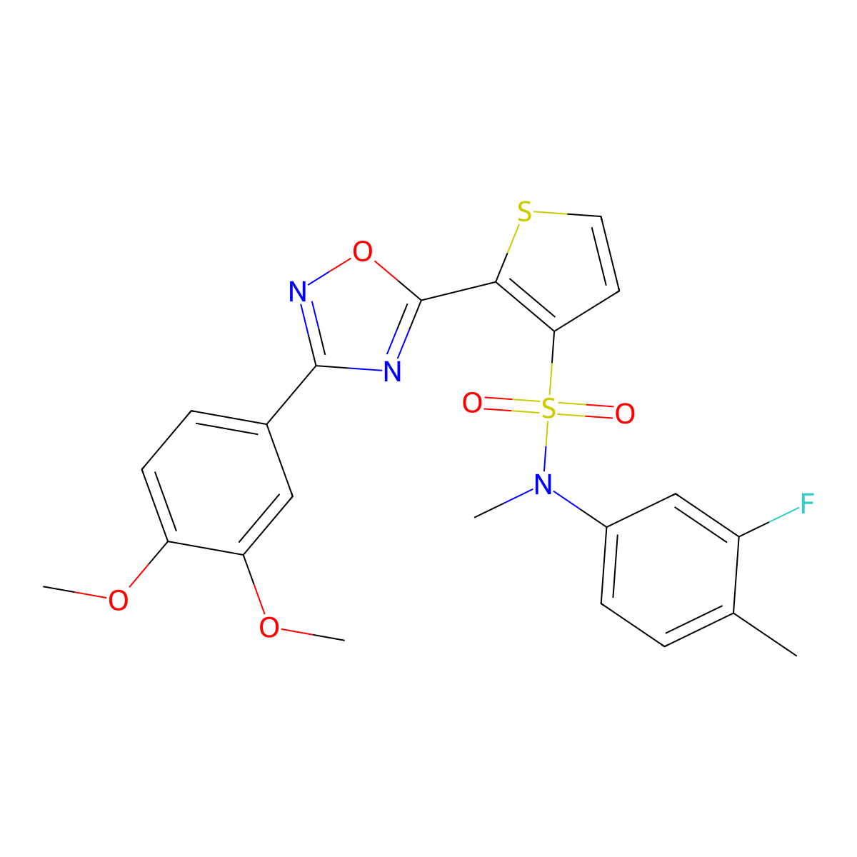 2-[3-(3,4-dimethoxyphenyl)-1,2,4-oxadiazol-5-yl]-N-(3-fluoro-4-methylphenyl)-N-methylthiophene-3-sulfonamide molecular structure, CAS 1040681-25-1