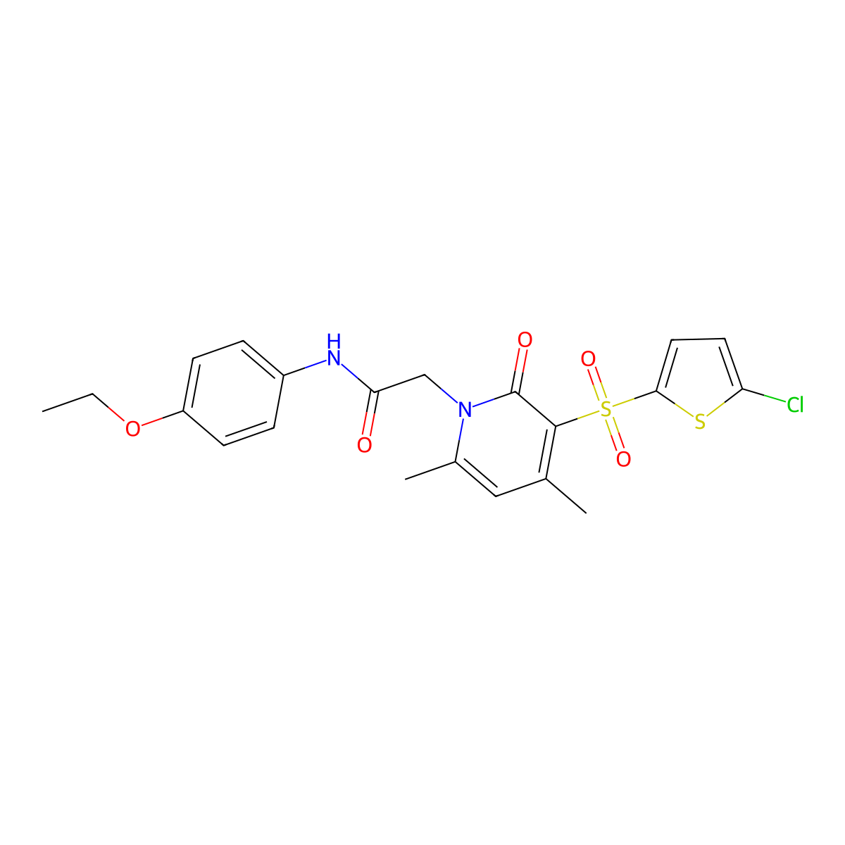 2-(3-((5-chlorothiophen-2-yl)sulfonyl)-4,6-dimethyl-2-oxopyridin-1(2H)-yl)-N-(4-ethoxyphenyl)acetamide molecular structure, CAS 1040681-27-3