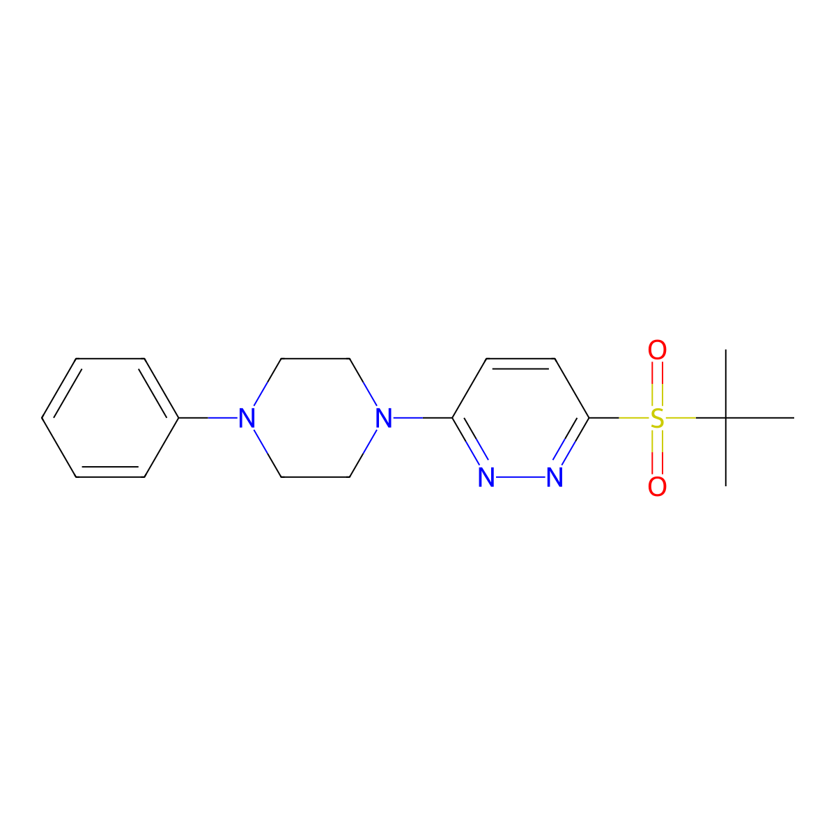 3-(2-Methylpropane-2-sulfonyl)-6-(4-phenylpiperazin-1-yl)pyridazine molecular structure, CAS 1040681-38-6