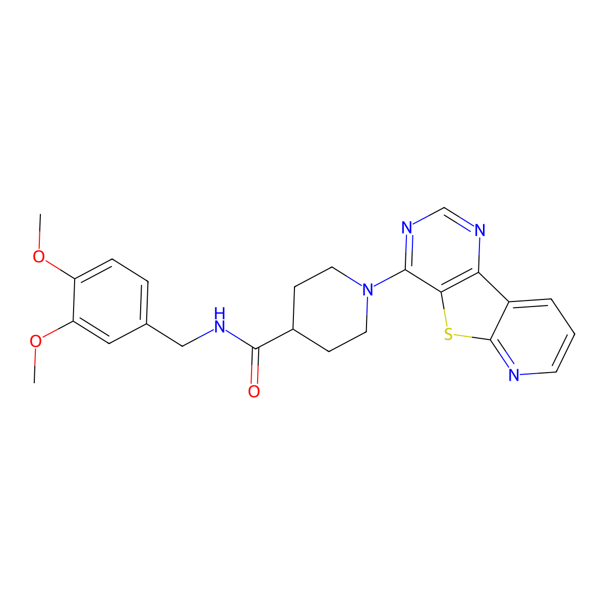 N-[(3,4-dimethoxyphenyl)methyl]-1-{8-thia-3,5,10-triazatricyclo[7.4.0.0^{2,7}]trideca-1(13),2(7),3,5,9,11-hexaen-6-yl}piperidine-4-carboxamide molecular structure, CAS 1040681-42-2
