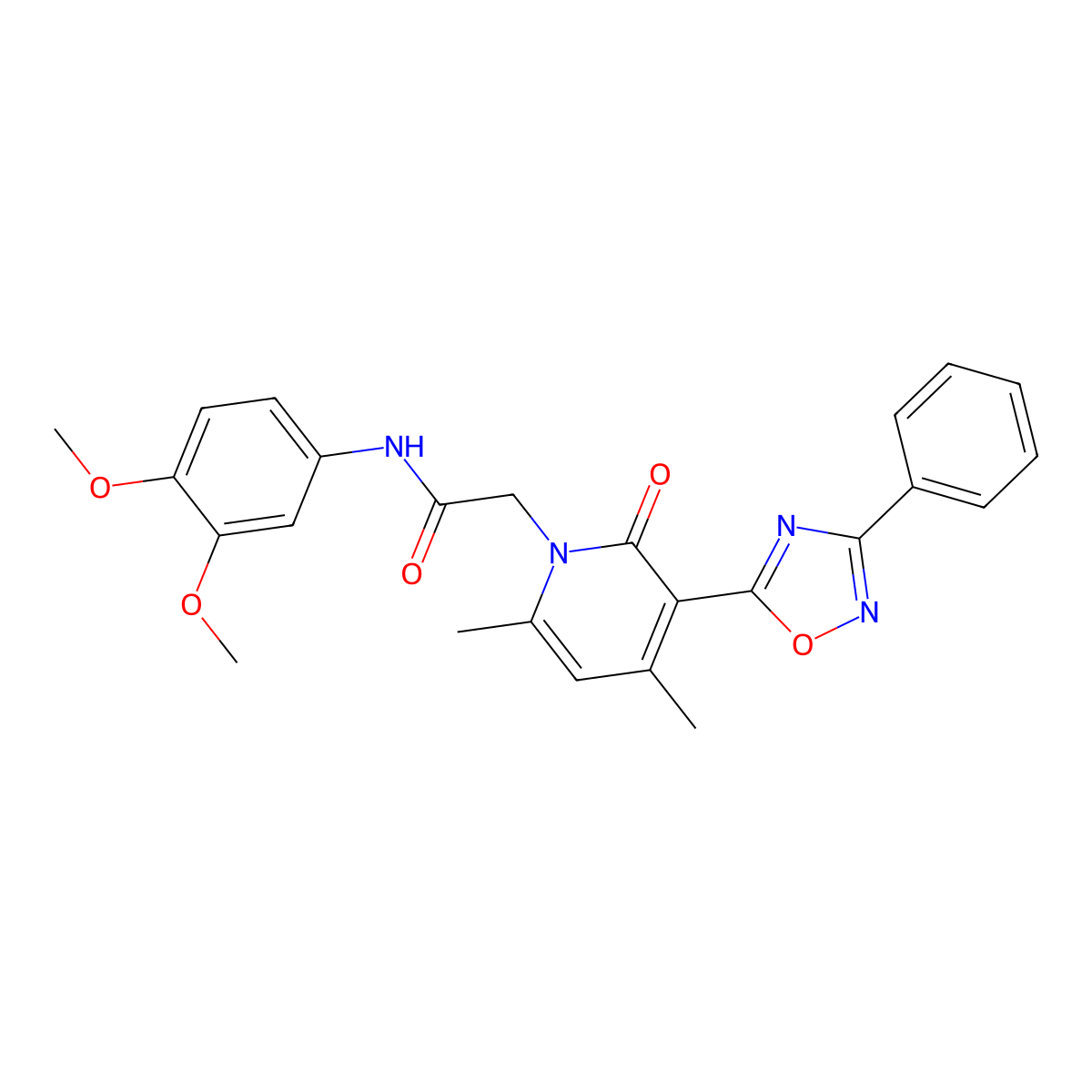 N-(3,4-dimethoxyphenyl)-2-(4,6-dimethyl-2-oxo-3-(3-phenyl-1,2,4-oxadiazol-5-yl)pyridin-1(2H)-yl)acetamide molecular structure, CAS 1040681-86-4