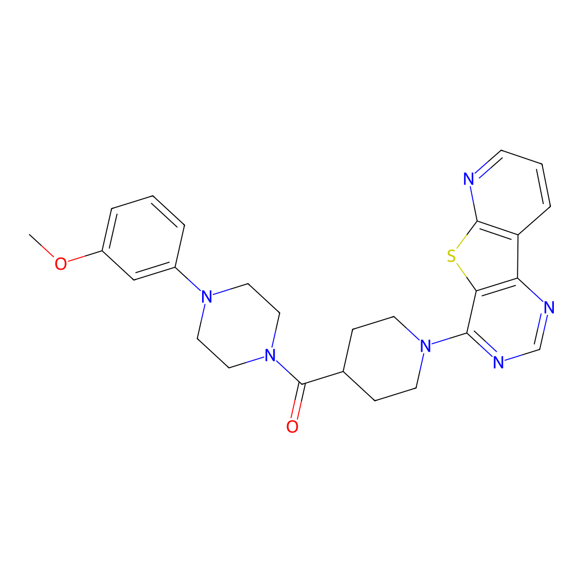 6-{4-[4-(3-Methoxyphenyl)piperazine-1-carbonyl]piperidin-1-yl}-8-thia-3,5,10-triazatricyclo[7.4.0.0^{2,7}]trideca-1(13),2(7),3,5,9,11-hexaene molecular structure, CAS 1040681-88-6