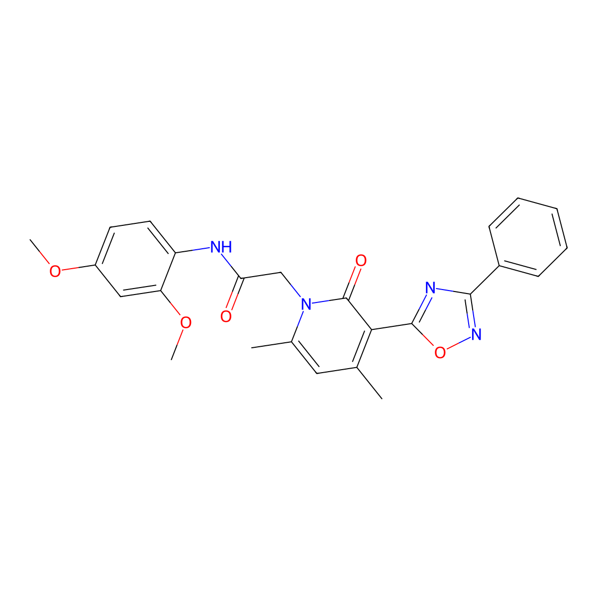 N-(2,4-dimethoxyphenyl)-2-(4,6-dimethyl-2-oxo-3-(3-phenyl-1,2,4-oxadiazol-5-yl)pyridin-1(2H)-yl)acetamide molecular structure, CAS 1040682-01-6