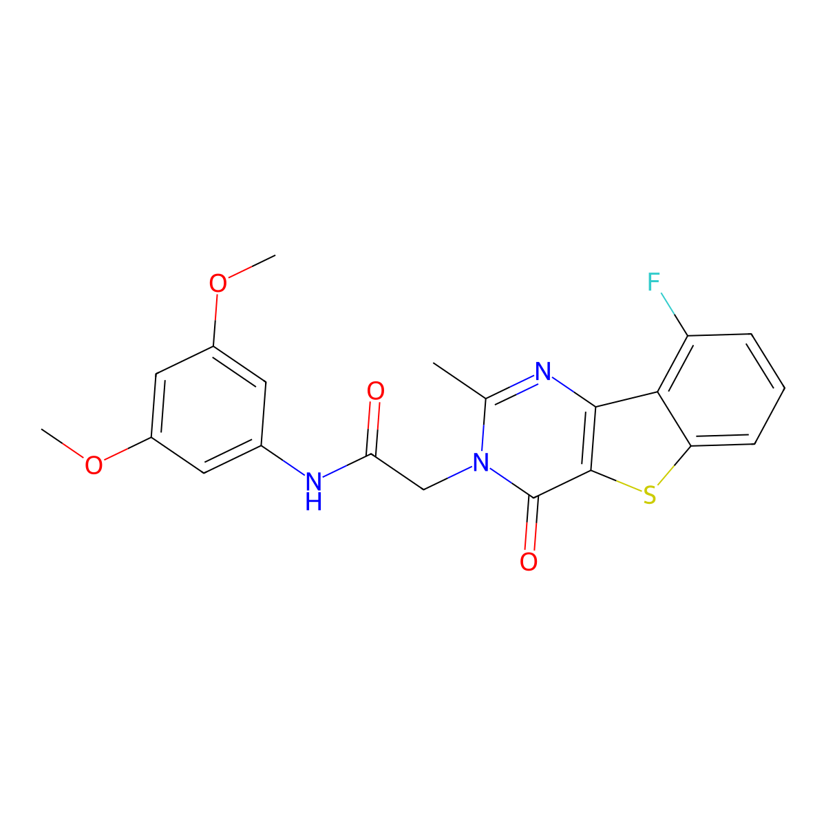 N-(3,5-dimethoxyphenyl)-2-(9-fluoro-2-methyl-4-oxo[1]benzothieno[3,2-d]pyrimidin-3(4H)-yl)acetamide molecular structure, CAS 1040682-03-8