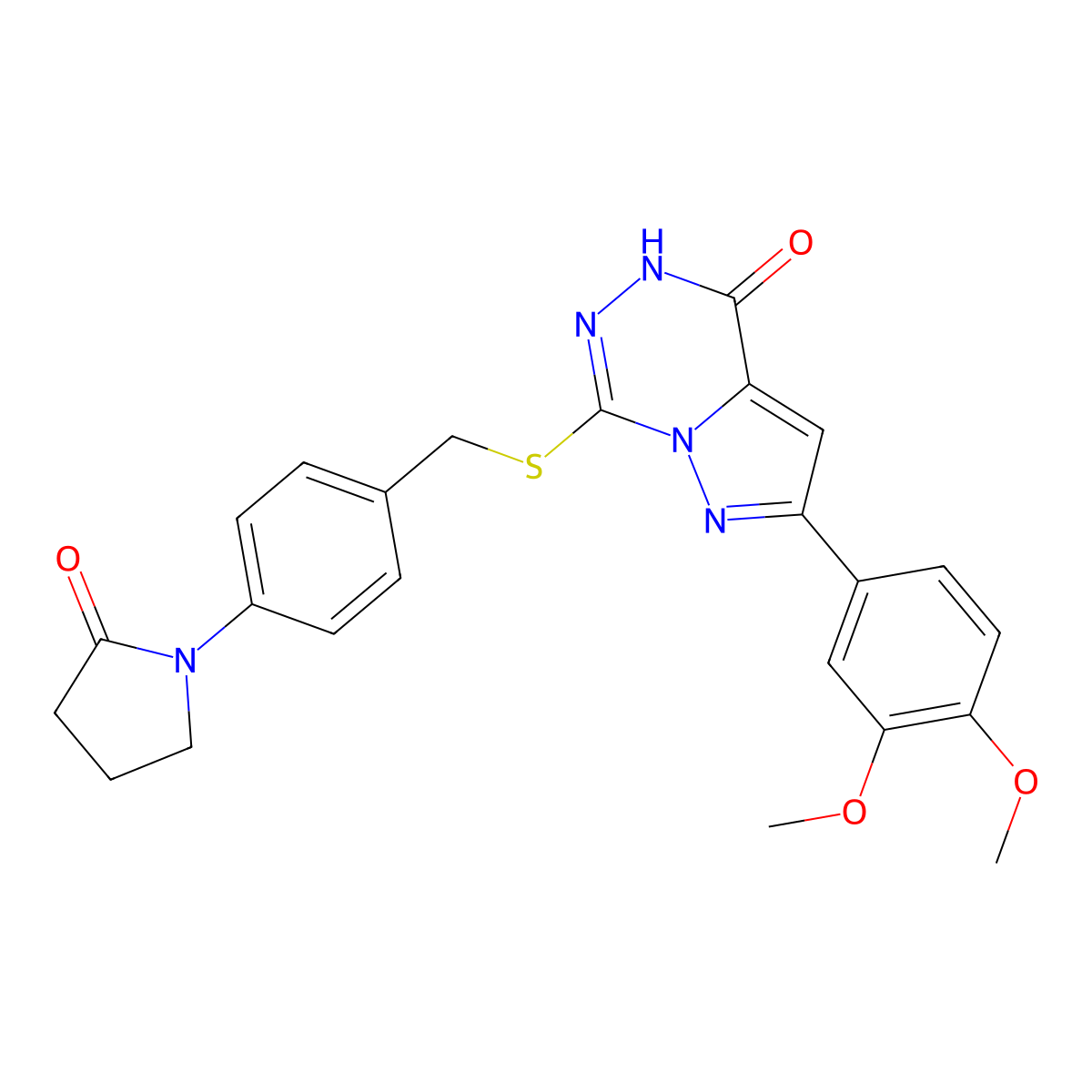 1-[4-({[2-(3,4-dimethoxyphenyl)-4-oxo-4H,5H-pyrazolo[1,5-d][1,2,4]triazin-7-yl]sulfanyl}methyl)phenyl]pyrrolidin-2-one molecular structure, CAS 1040682-04-9