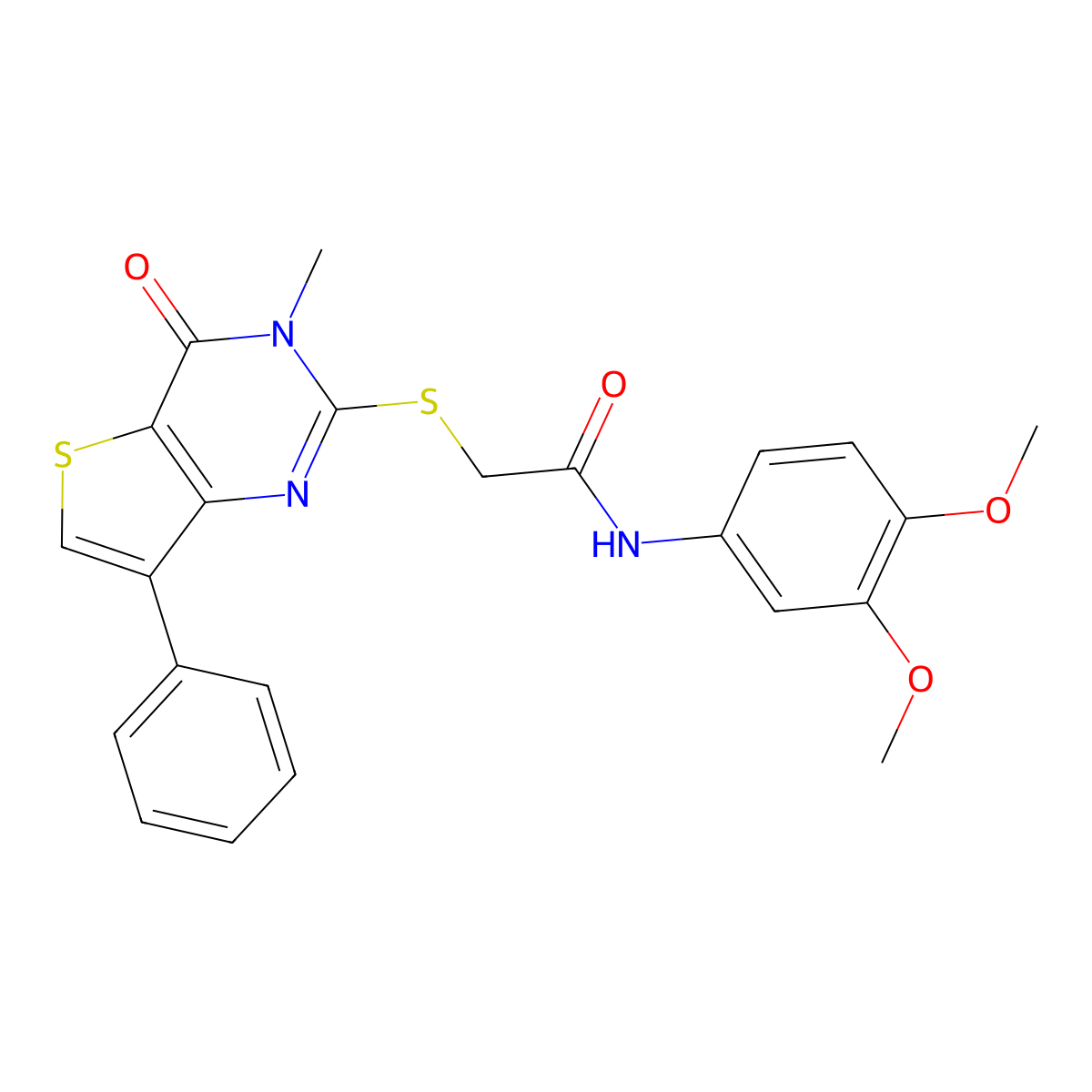N-(3,4-dimethoxyphenyl)-2-[(3-methyl-4-oxo-7-phenyl-3,4-dihydrothieno[3,2-d]pyrimidin-2-yl)thio]acetamide molecular structure, CAS 1040682-06-1