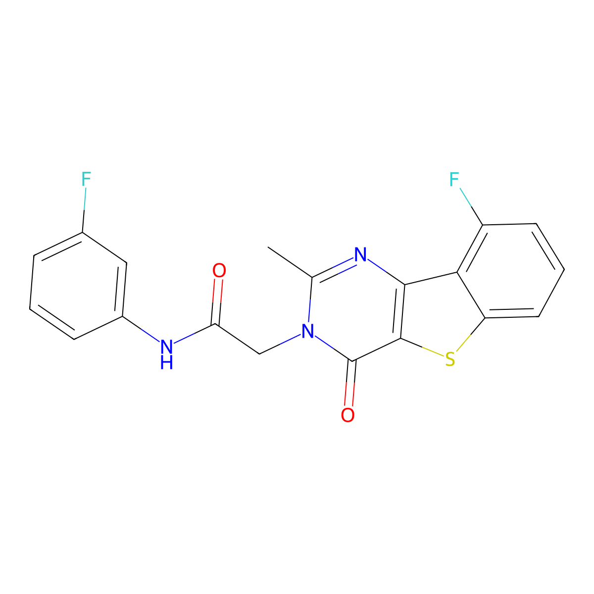 2-(9-fluoro-2-methyl-4-oxo[1]benzothieno[3,2-d]pyrimidin-3(4H)-yl)-N-(3-fluorophenyl)acetamide molecular structure, CAS 1040682-10-7