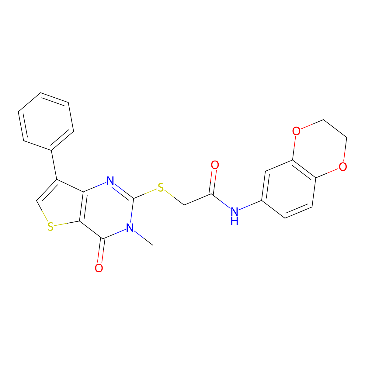 N-(2,3-dihydro-1,4-benzodioxin-6-yl)-2-[(3-methyl-4-oxo-7-phenyl-3,4-dihydrothieno[3,2-d]pyrimidin-2-yl)thio]acetamide molecular structure, CAS 1040682-14-1