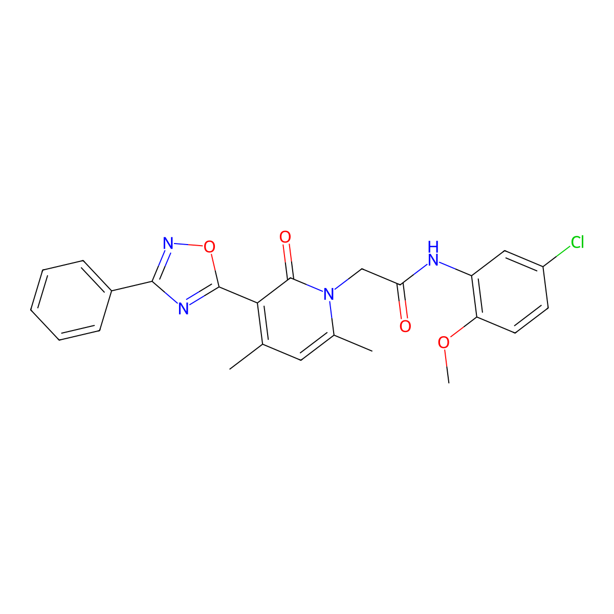 N-(5-chloro-2-methoxyphenyl)-2-(4,6-dimethyl-2-oxo-3-(3-phenyl-1,2,4-oxadiazol-5-yl)pyridin-1(2H)-yl)acetamide molecular structure, CAS 1040682-16-3