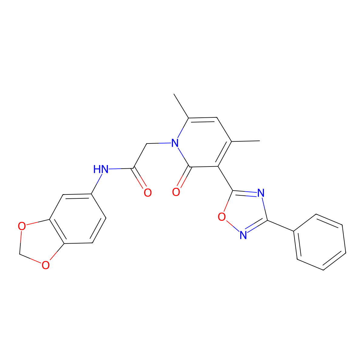 N-(benzo[d][1,3]dioxol-5-yl)-2-(4,6-dimethyl-2-oxo-3-(3-phenyl-1,2,4-oxadiazol-5-yl)pyridin-1(2H)-yl)acetamide molecular structure, CAS 1040682-23-2