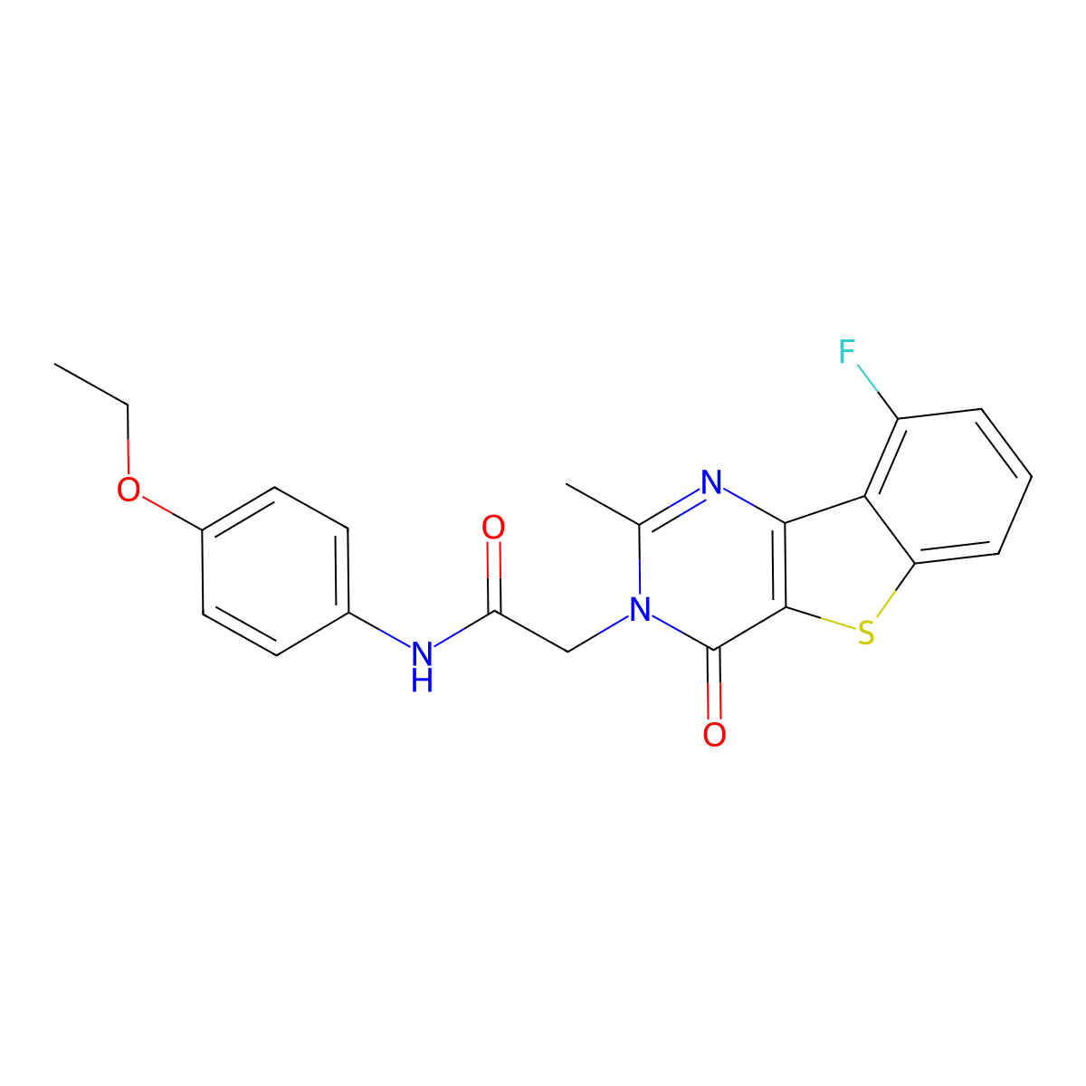 N-(4-ethoxyphenyl)-2-(9-fluoro-2-methyl-4-oxo[1]benzothieno[3,2-d]pyrimidin-3(4H)-yl)acetamide molecular structure, CAS 1040682-25-4