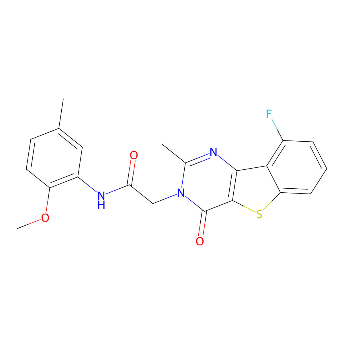 2-(9-fluoro-2-methyl-4-oxo[1]benzothieno[3,2-d]pyrimidin-3(4H)-yl)-N-(2-methoxy-5-methylphenyl)acetamide molecular structure, CAS 1040682-33-4