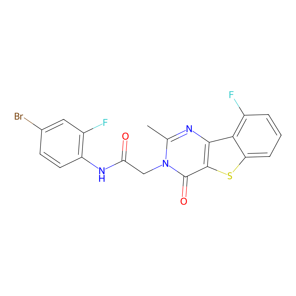 N-(4-bromo-2-fluorophenyl)-2-(9-fluoro-2-methyl-4-oxo[1]benzothieno[3,2-d]pyrimidin-3(4H)-yl)acetamide molecular structure, CAS 1040682-41-4