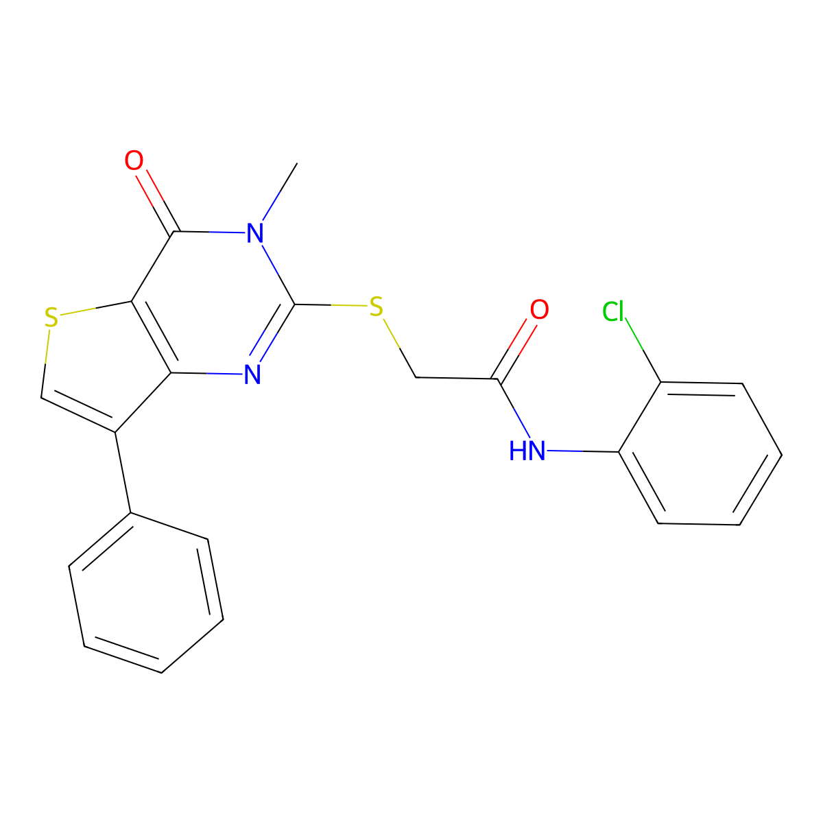 N-(2-chlorophenyl)-2-[(3-methyl-4-oxo-7-phenyl-3,4-dihydrothieno[3,2-d]pyrimidin-2-yl)thio]acetamide molecular structure, CAS 1040682-45-8