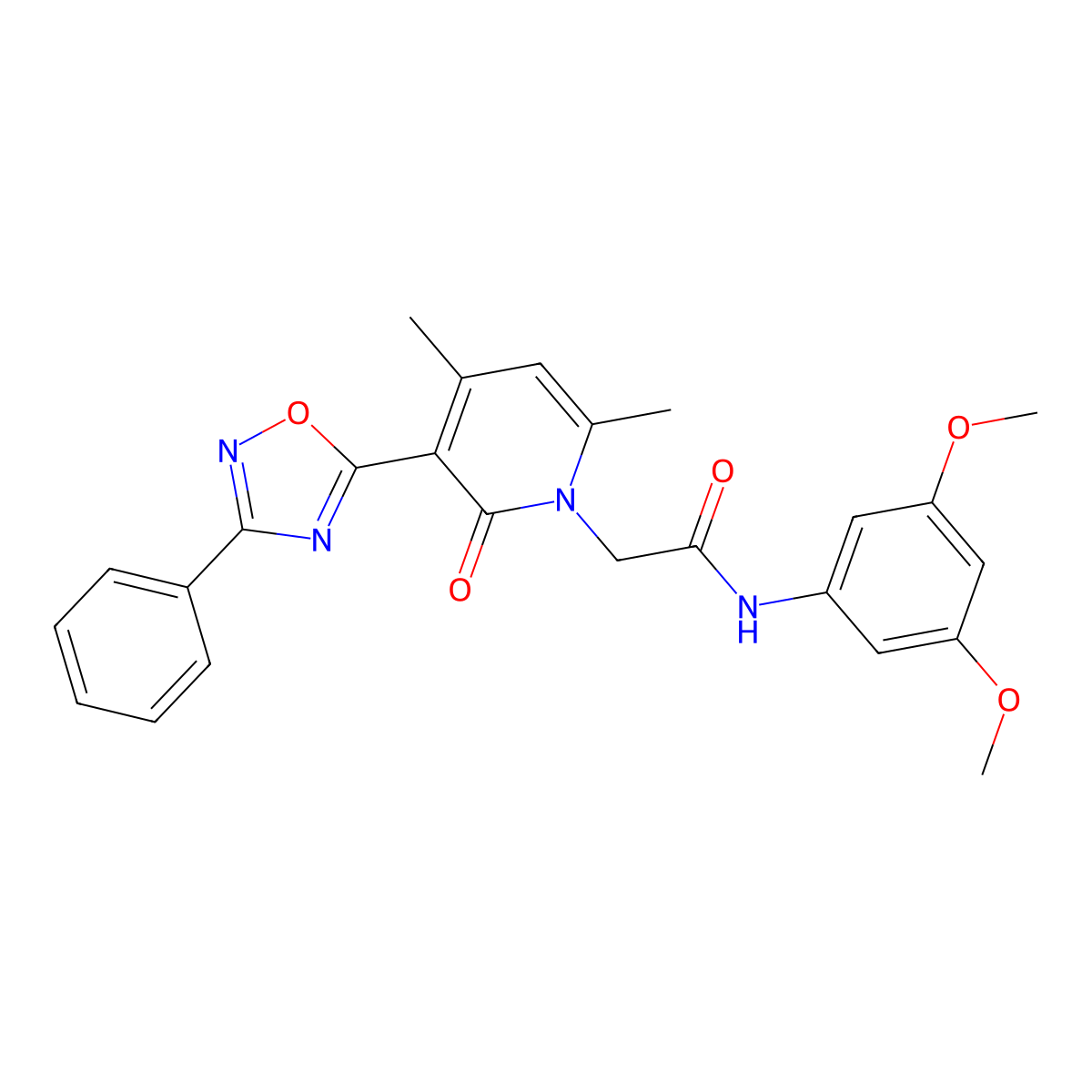 N-(3,5-dimethoxyphenyl)-2-(4,6-dimethyl-2-oxo-3-(3-phenyl-1,2,4-oxadiazol-5-yl)pyridin-1(2H)-yl)acetamide molecular structure, CAS 1040682-47-0