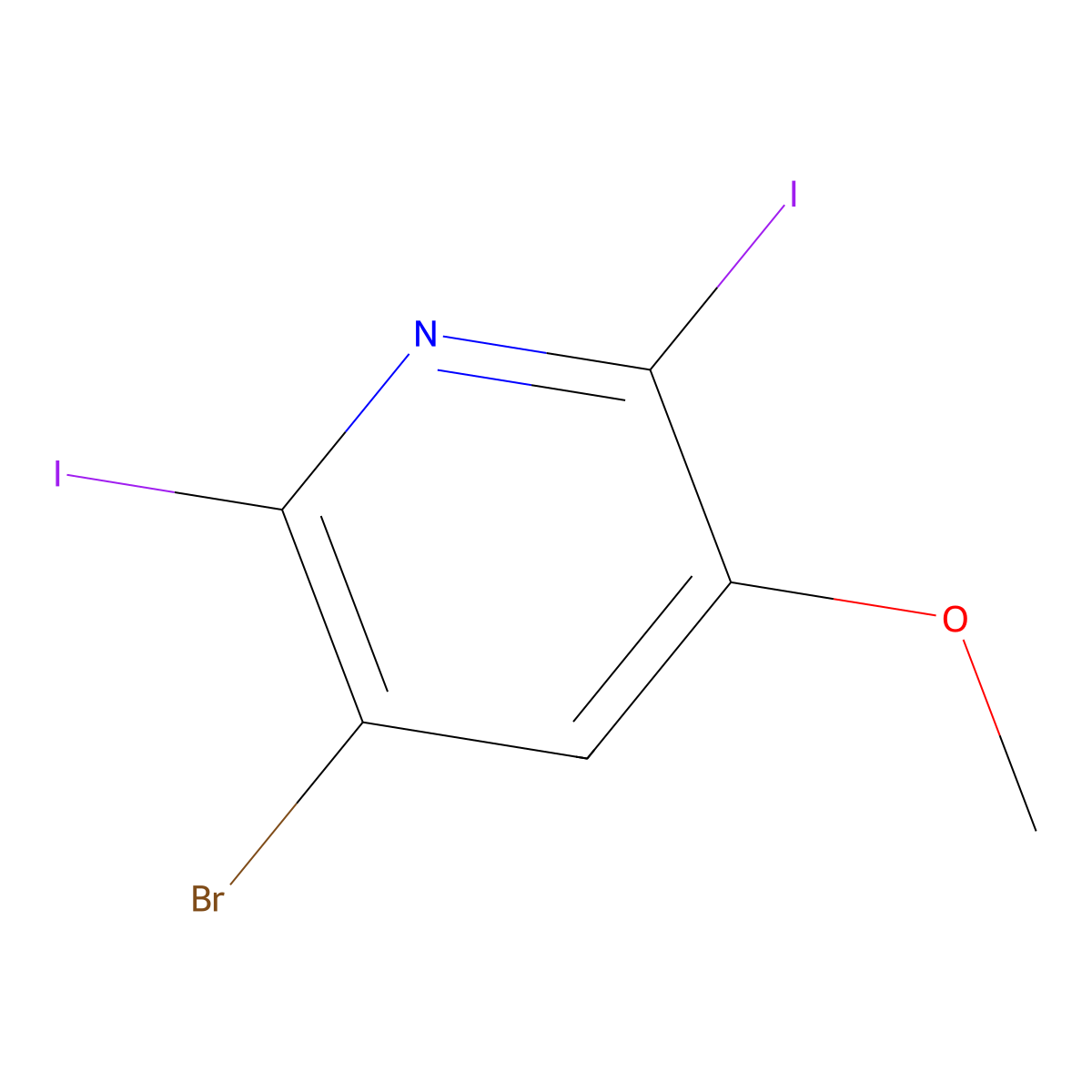 3-Bromo-2,6-diiodo-5-methoxypyridine molecular structure, CAS 1040682-61-8