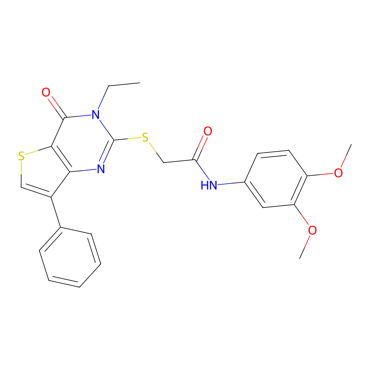 N-(3,4-dimethoxyphenyl)-2-[(3-ethyl-4-oxo-7-phenyl-3,4-dihydrothieno[3,2-d]pyrimidin-2-yl)thio]acetamide molecular structure, CAS 1040682-67-4