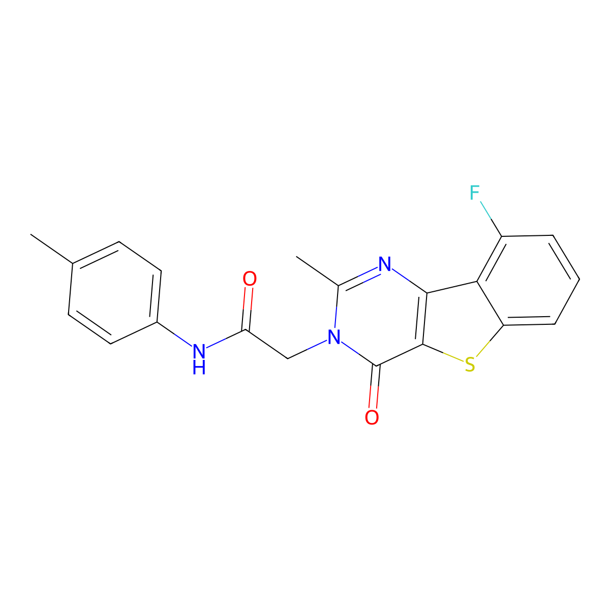 2-(9-fluoro-2-methyl-4-oxo[1]benzothieno[3,2-d]pyrimidin-3(4H)-yl)-N-(4-methylphenyl)acetamide molecular structure, CAS 1040682-79-8