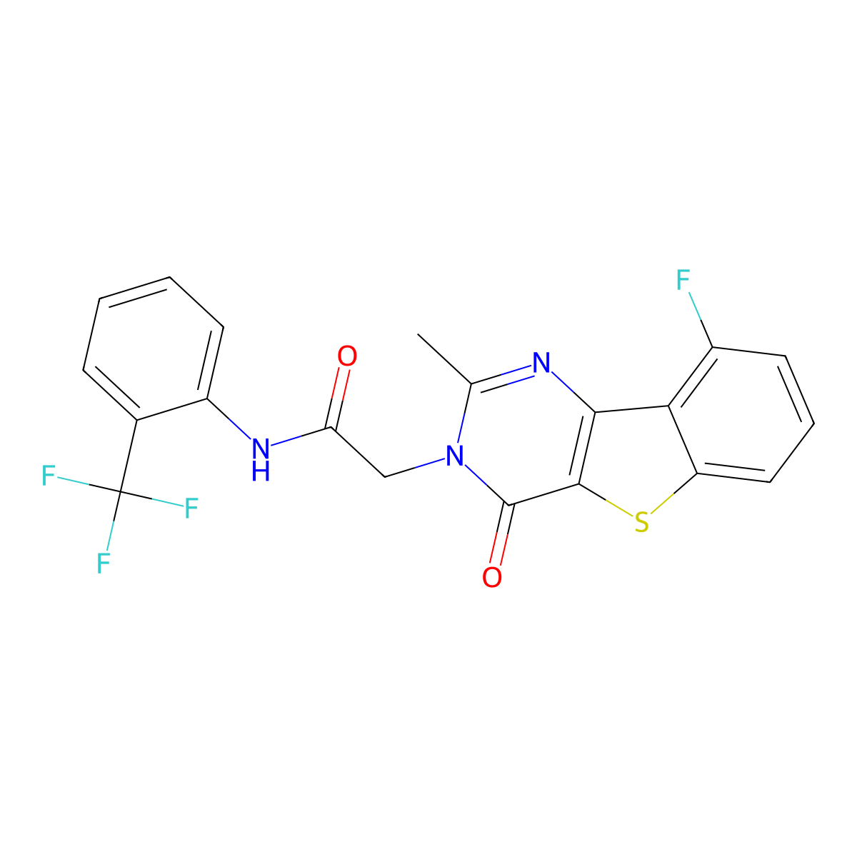2-(9-fluoro-2-methyl-4-oxo[1]benzothieno[3,2-d]pyrimidin-3(4H)-yl)-N-[2-(trifluoromethyl)phenyl]acetamide molecular structure, CAS 1040682-95-8