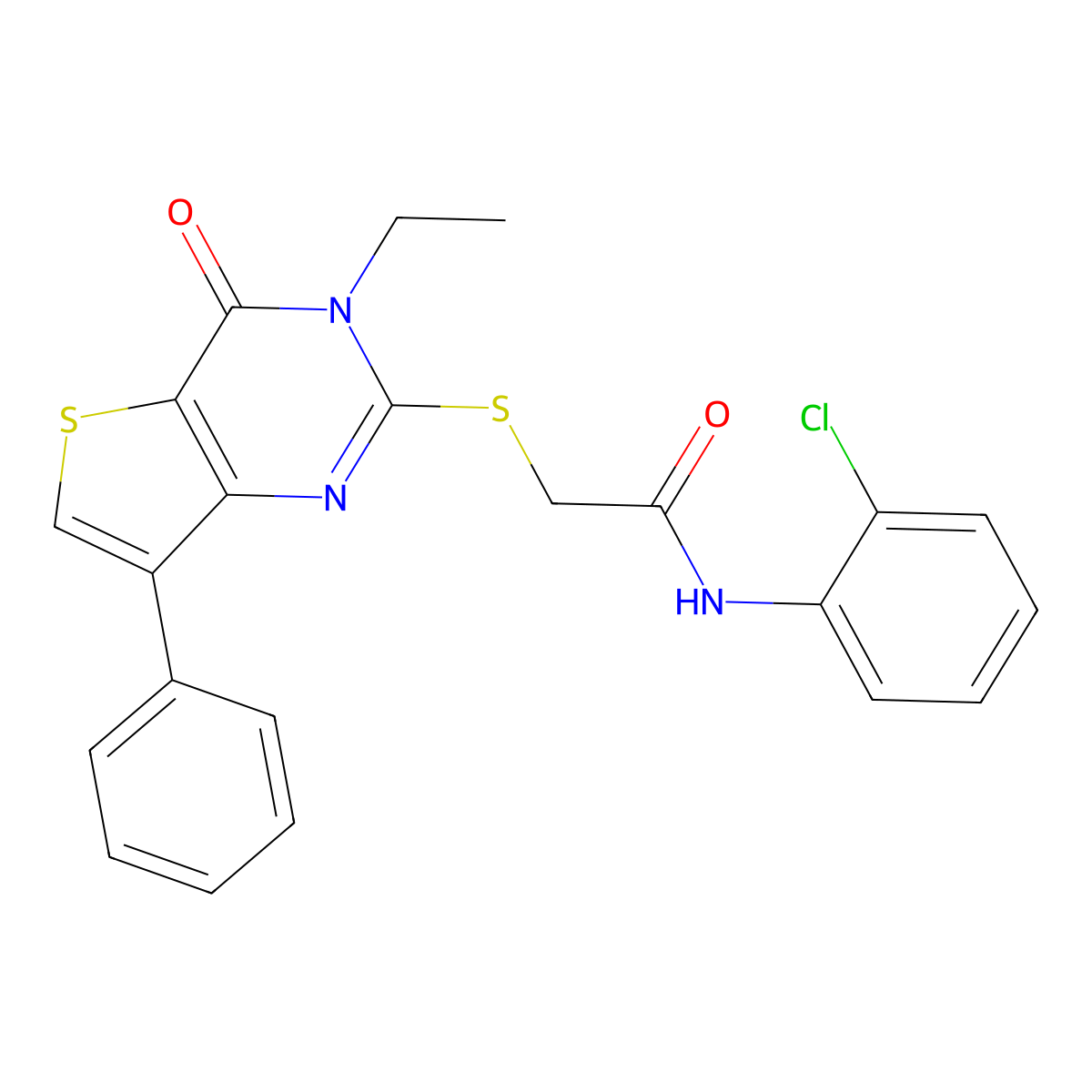N-(2-chlorophenyl)-2-[(3-ethyl-4-oxo-7-phenyl-3,4-dihydrothieno[3,2-d]pyrimidin-2-yl)thio]acetamide molecular structure, CAS 1040682-98-1